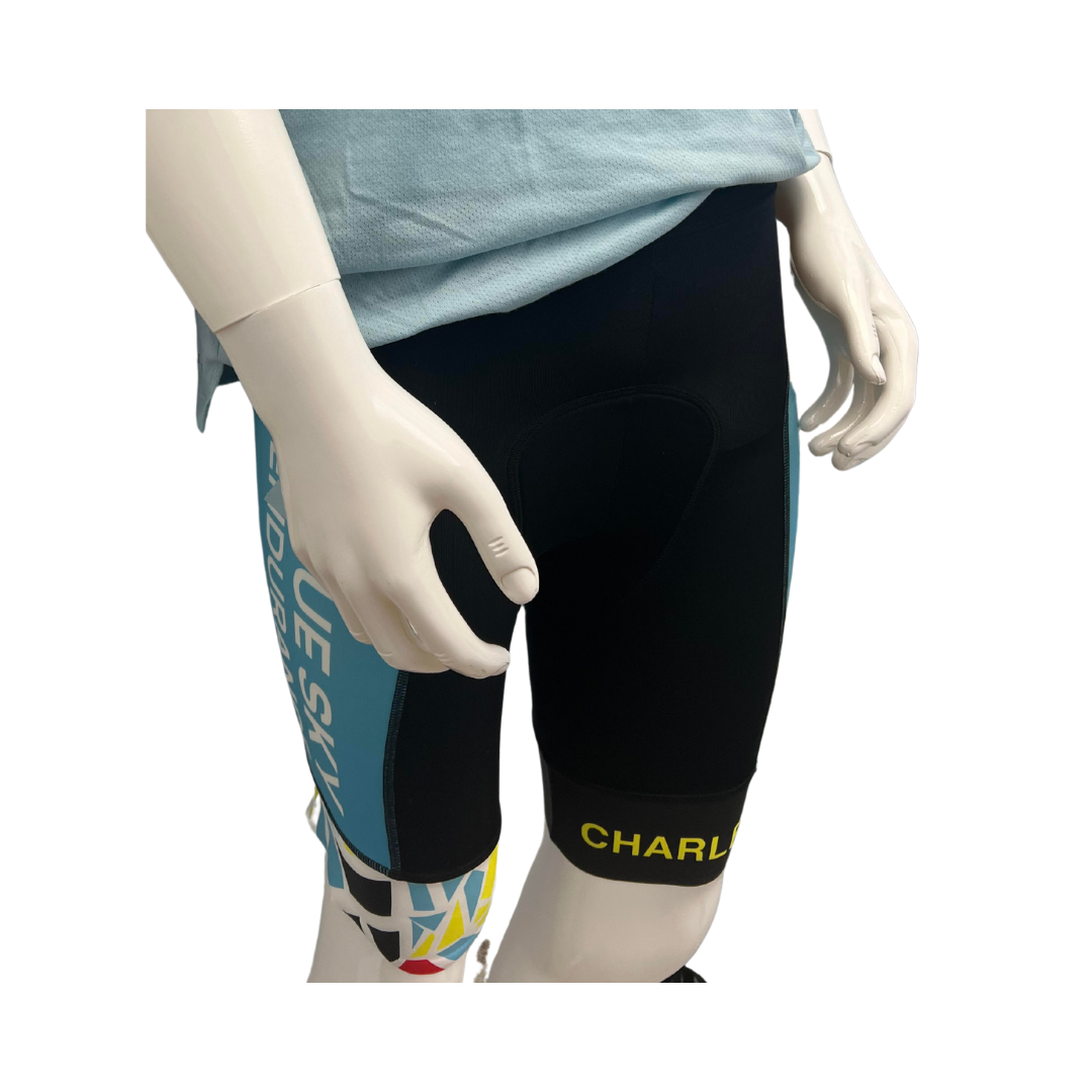 Men s Blue Sky Endurance Hincapie Cycle Shorts Broken Glass Print