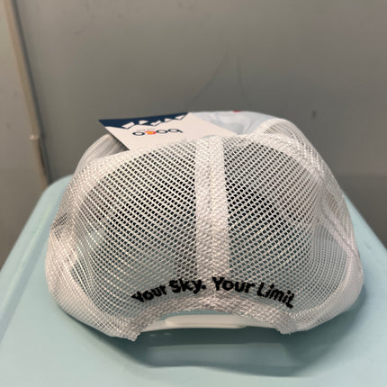 Blue Sky Trucker Hat with Horizontal Stripe