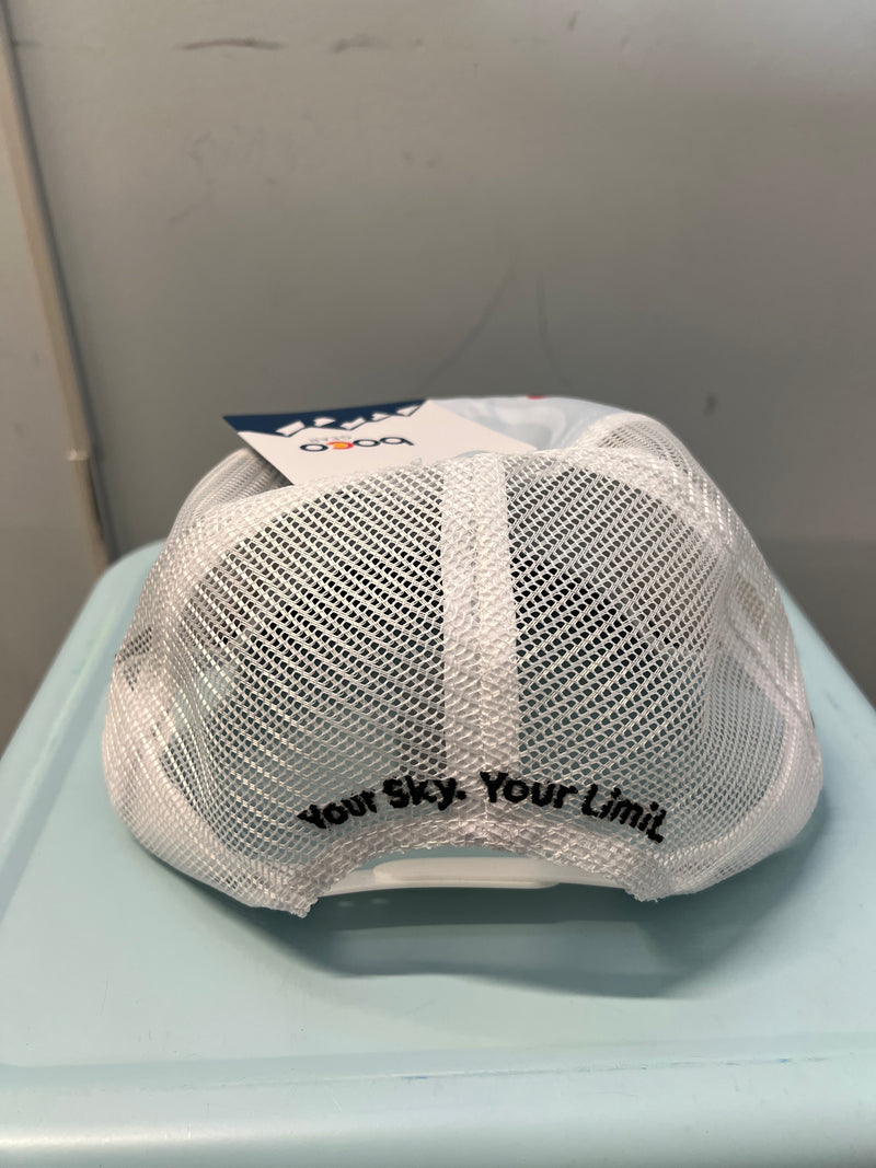 Blue Sky Trucker Hat with Horizontal Stripe