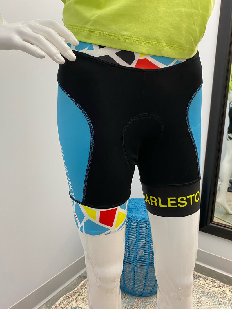 Women's Blue Sky Endurance Cycle Shorts (Broken Glass Print)