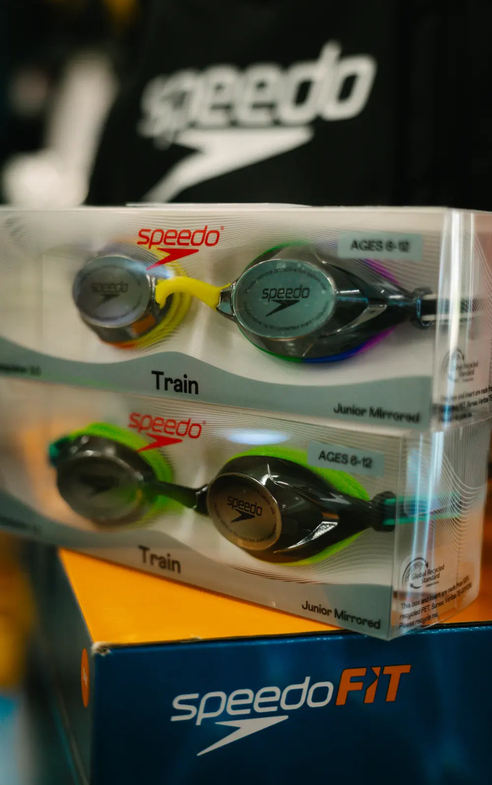 Speedo swim goggles in packaging on display in the swim department